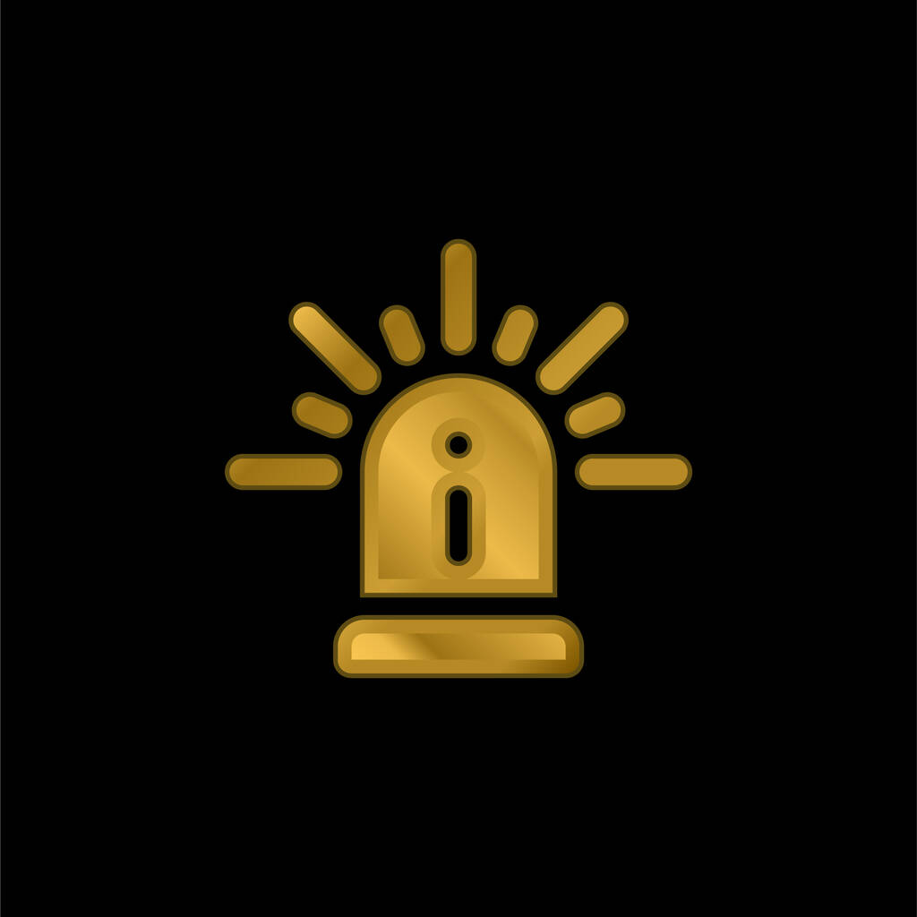 Alerta chapado en oro icono metálico o logo vector - Vector, imagen