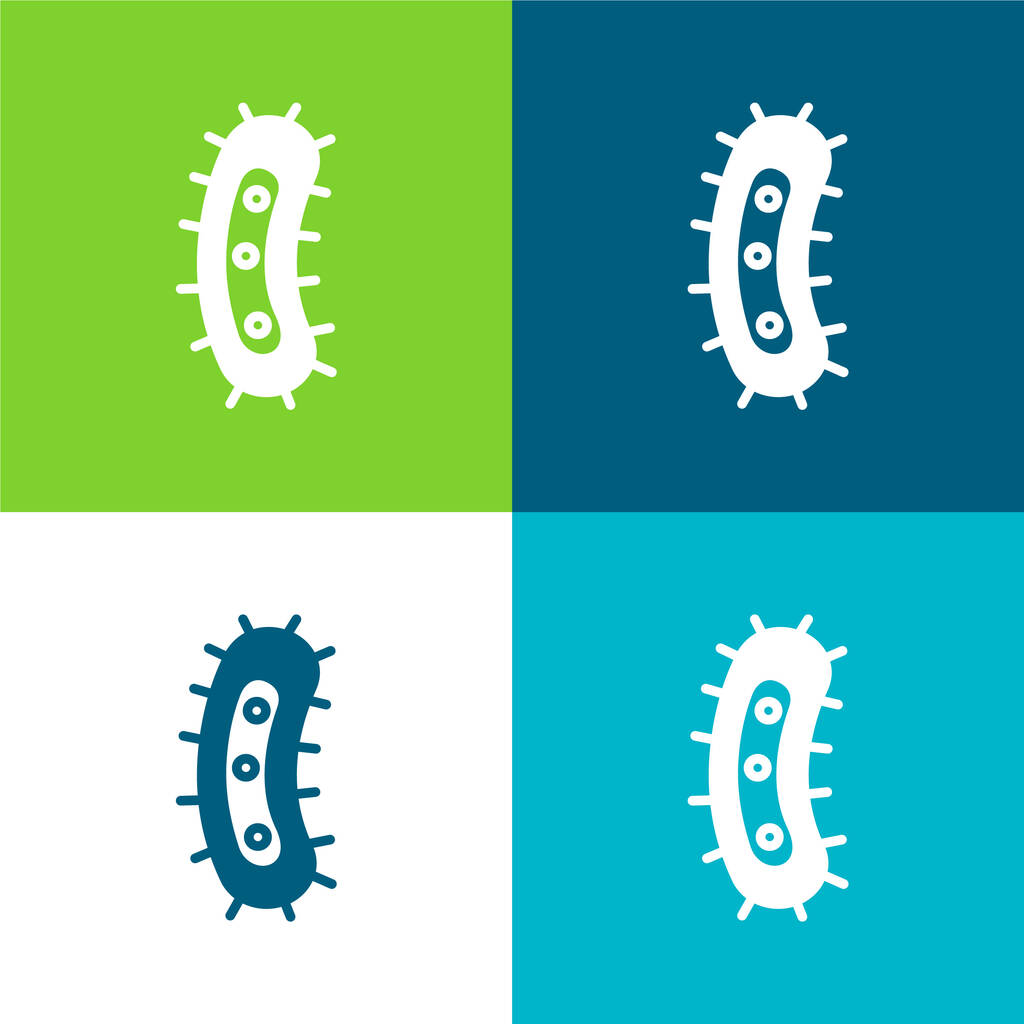 Бактерии Плоские четыре цвета минимальный набор значков - Вектор,изображение