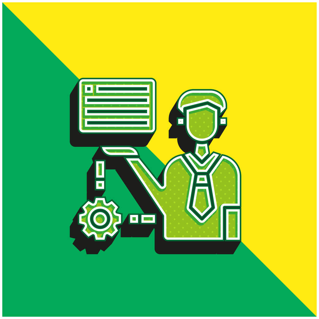 Tanácsadó Zöld és sárga modern 3D vektor ikon logó - Vektor, kép