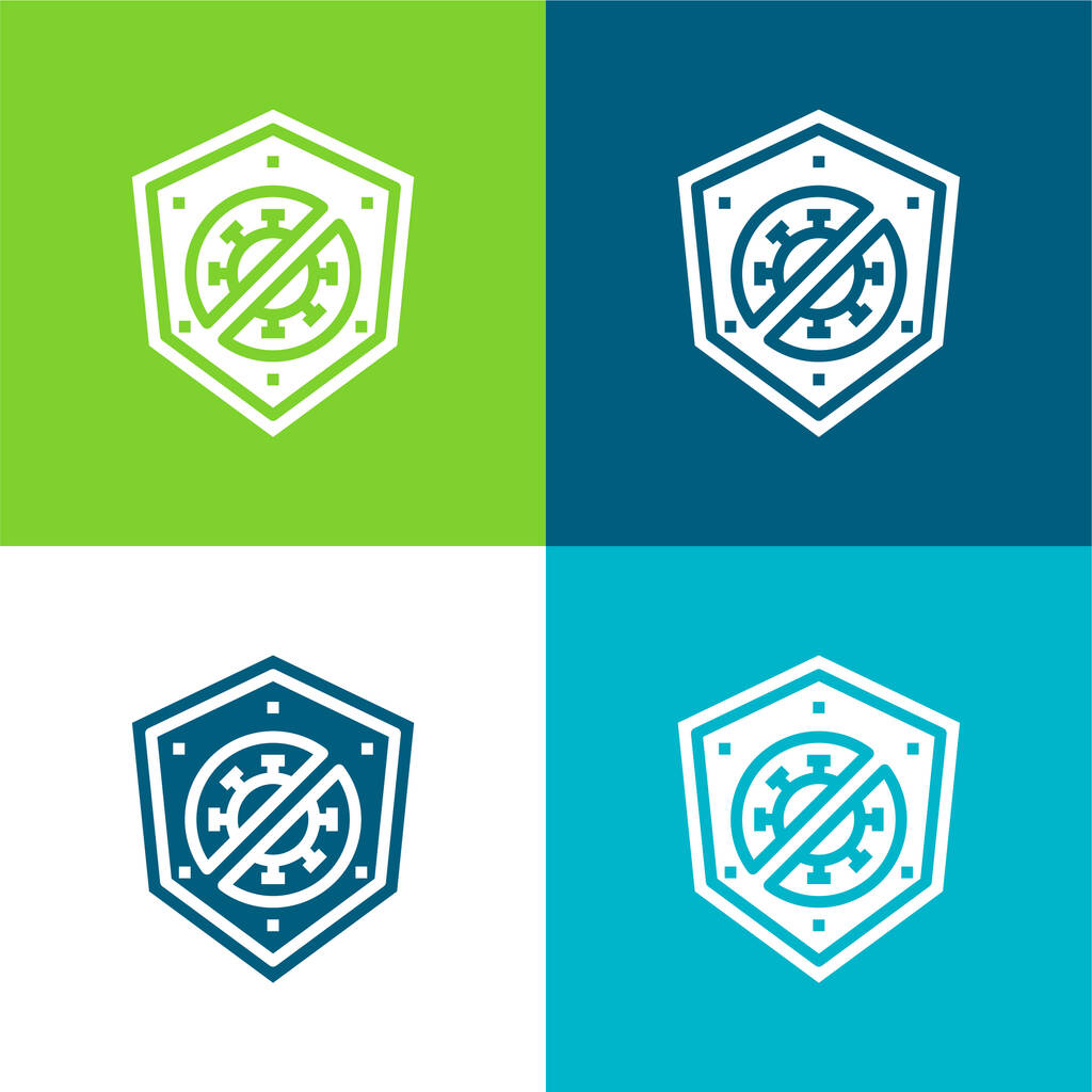 Antivirus Flat conjunto de iconos mínimo de cuatro colores - Vector, Imagen