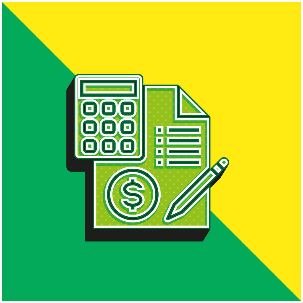 Muhasebe Yeşil ve Sarı Modern 3D vektör simgesi logosu - Vektör, Görsel