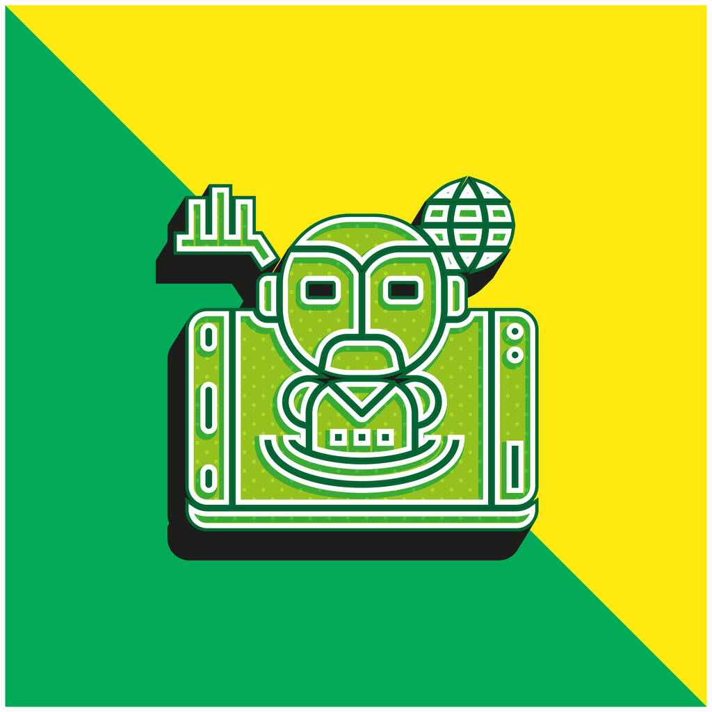 Mesterséges intelligencia Zöld és sárga modern 3D vektor ikon logó - Vektor, kép