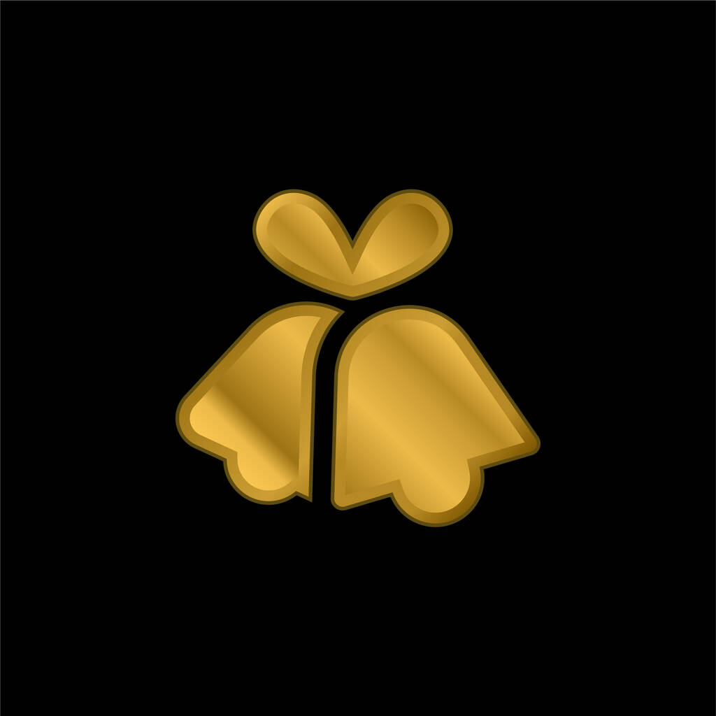 Sinos banhado a ouro ícone metálico ou vetor logotipo - Vetor, Imagem