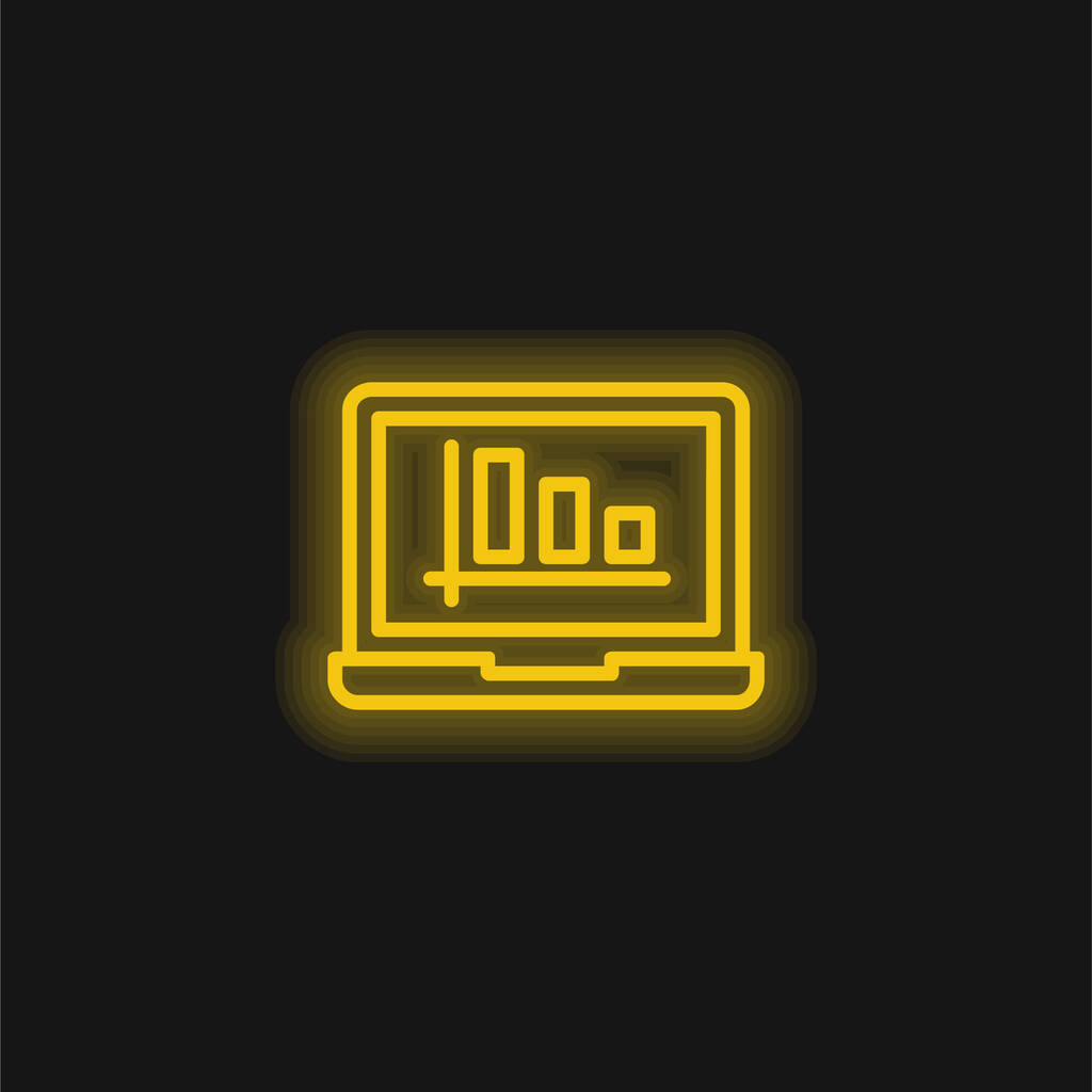 Analisi giallo brillante icona al neon - Vettoriali, immagini