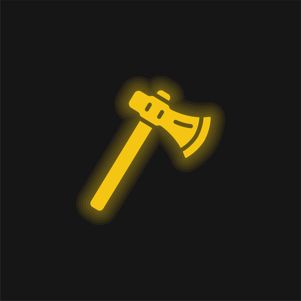 Axe yellow glowing neon icon - Vector, Image