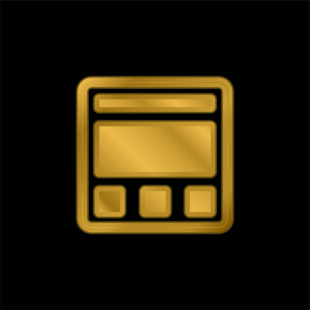Acima do símbolo quadrado da dobra banhado a ouro ícone metálico ou vetor logotipo - Vetor, Imagem