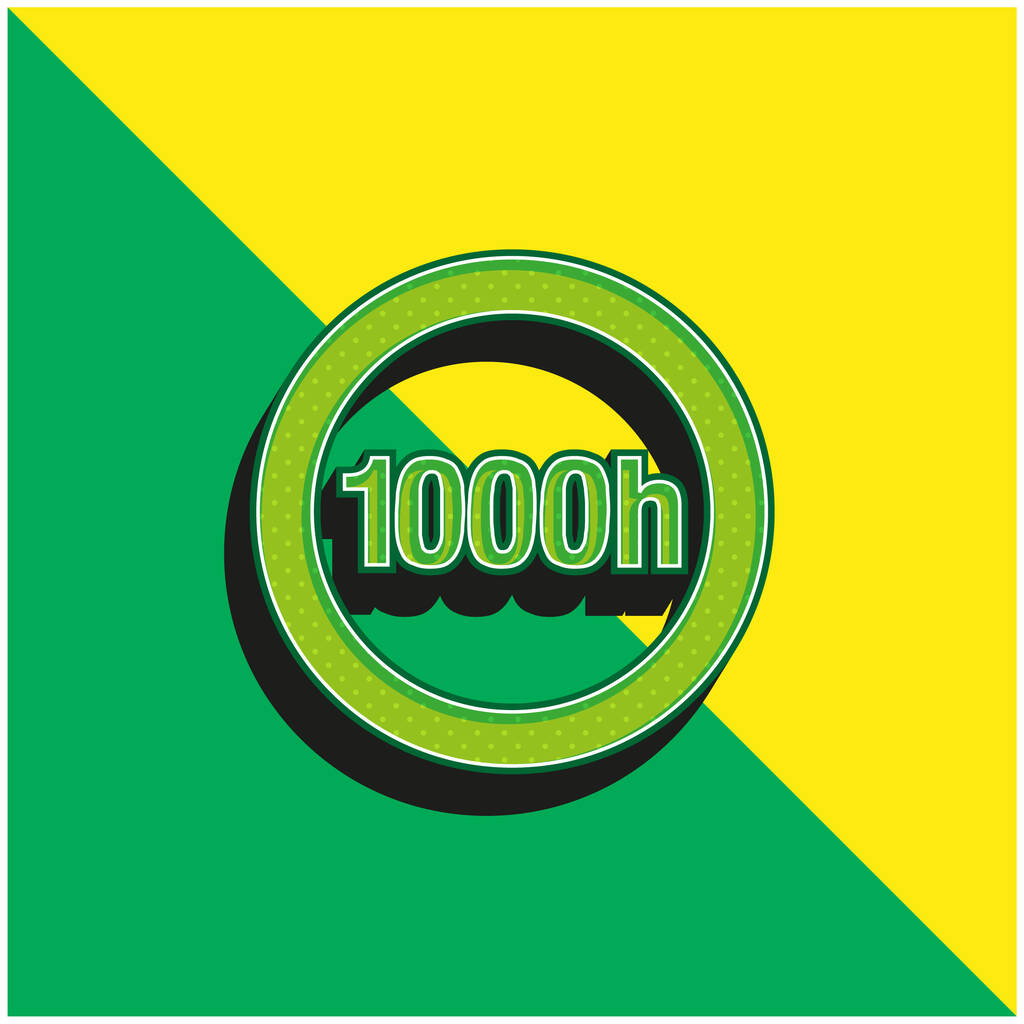 1000h Dairesel Etiket Lamba Göstergesi Yeşil ve Sarı Modern 3d vektör simgesi logosu - Vektör, Görsel