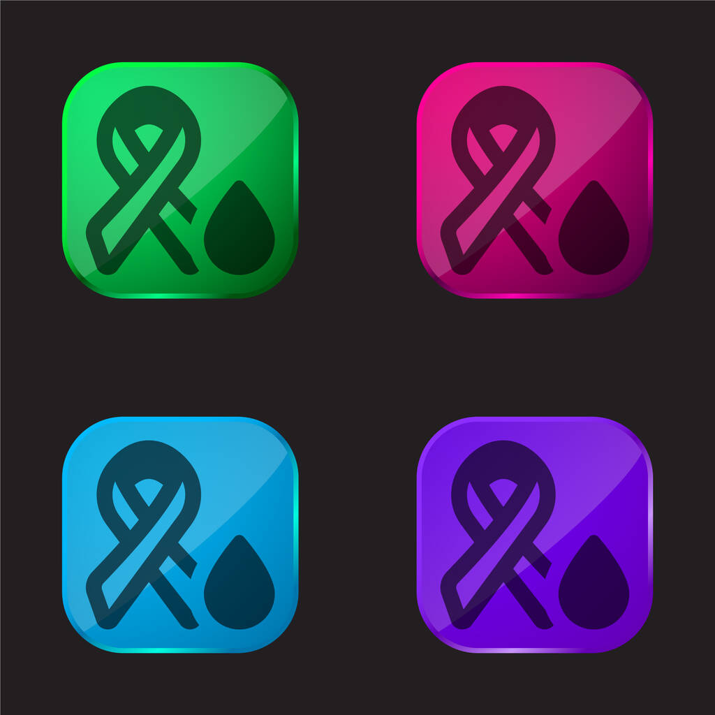 Blood Test four color glass button icon - Vector, Image