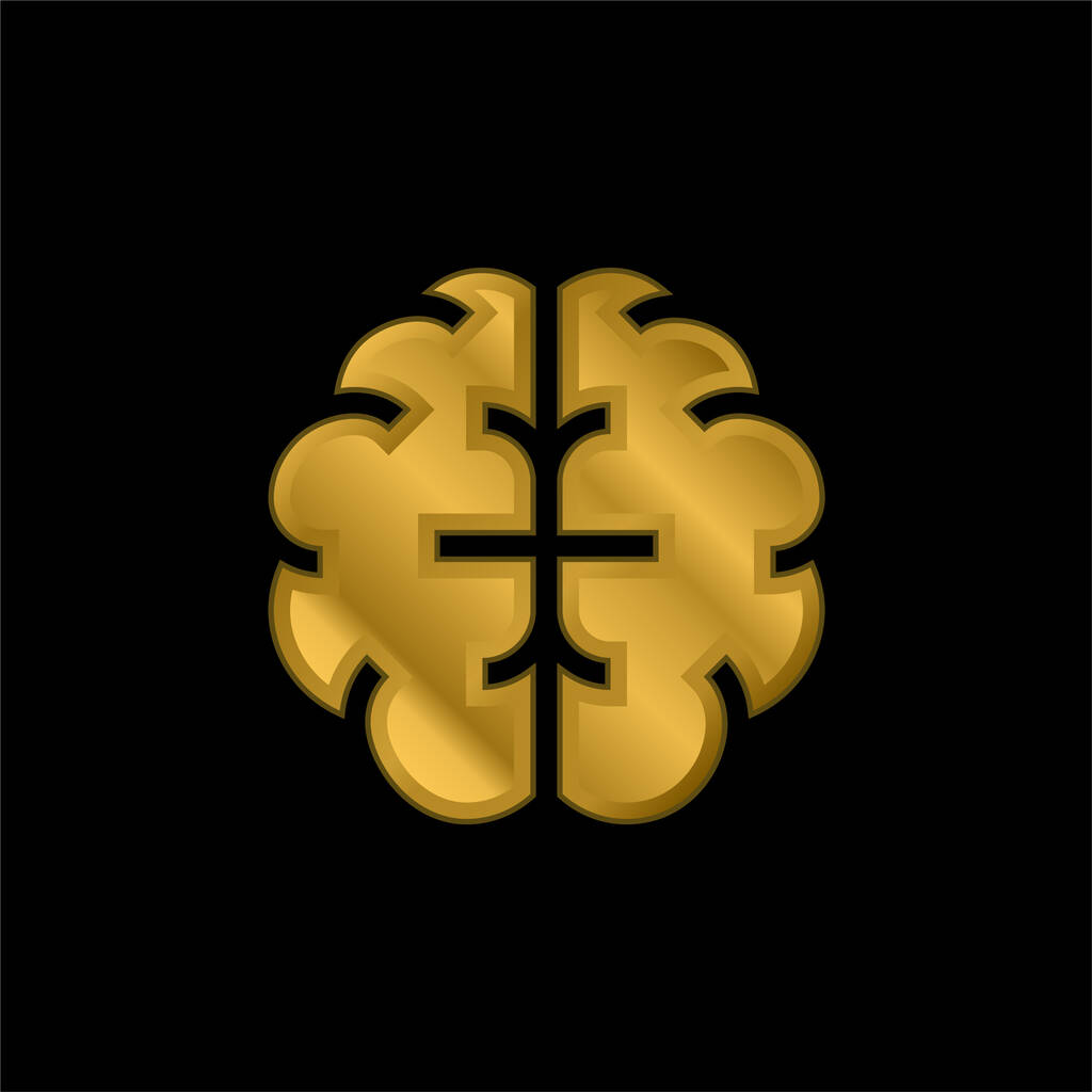 Hersenen vergulde metalic icoon of logo vector - Vector, afbeelding