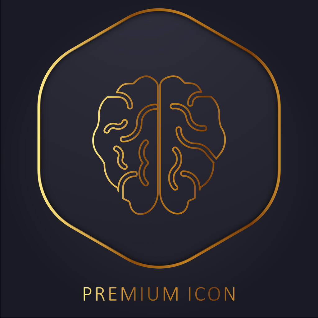 Hersenen gouden lijn premium logo of pictogram - Vector, afbeelding