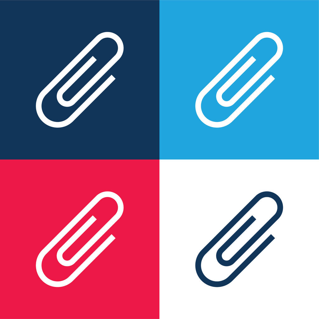 Ensemble d'icônes minimal quatre couleurs bleu et rouge ci-joint - Vecteur, image