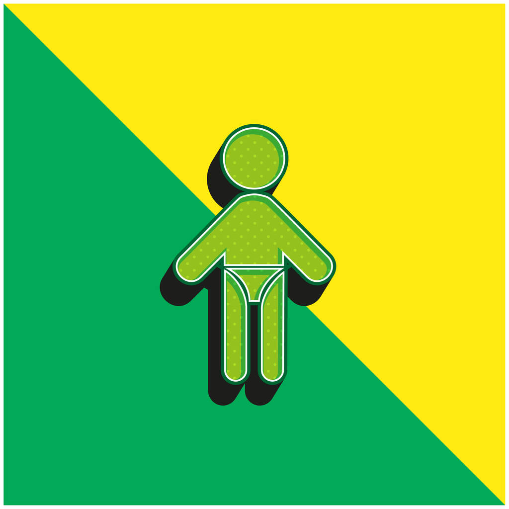 Baby mit Windel Grünes und gelbes modernes 3D-Vektor-Symbol-Logo - Vektor, Bild