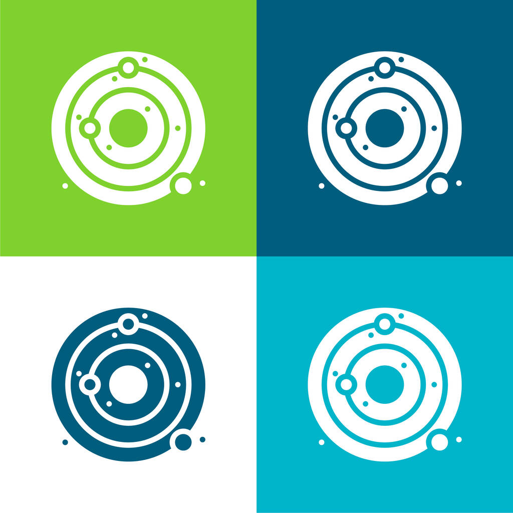 Astronomia Płaskie cztery kolory minimalny zestaw ikon - Wektor, obraz