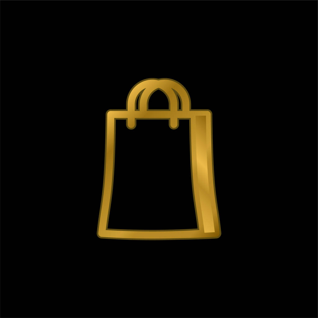 Grande saco de compras banhado a ouro ícone metálico ou vetor logotipo - Vetor, Imagem