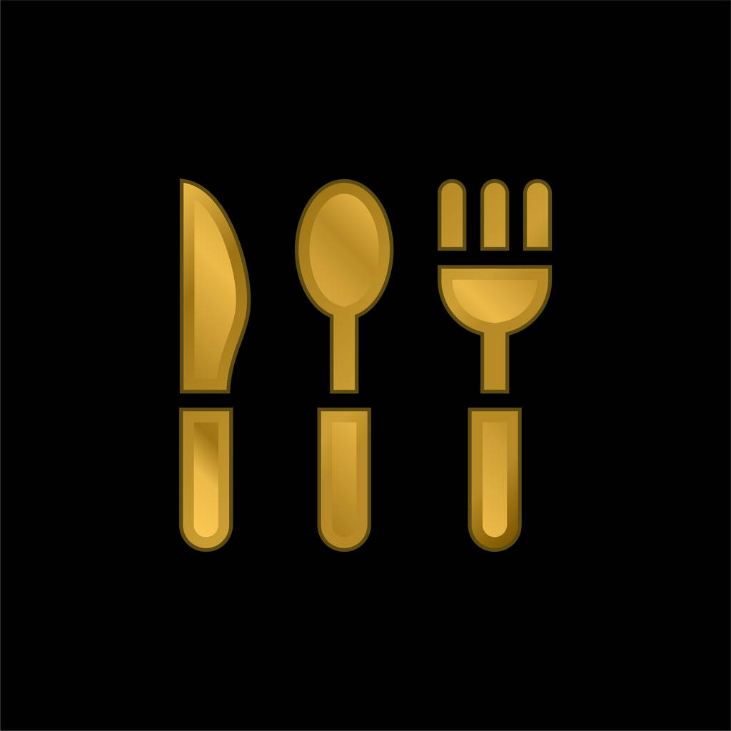 Bebek çatal bıçak takımı altın kaplama metalik simge veya logo vektörü - Vektör, Görsel