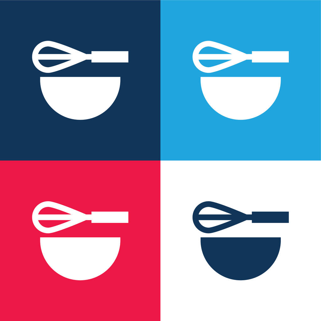 Schläger blau und rot vier Farben minimales Symbol-Set - Vektor, Bild