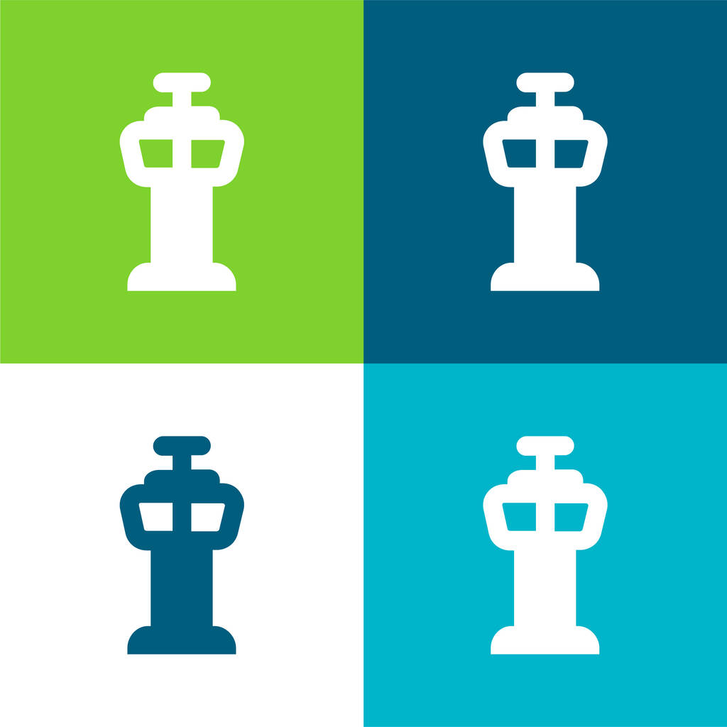Airport Control Tower Flat four color minimal icon set - Vector, Image