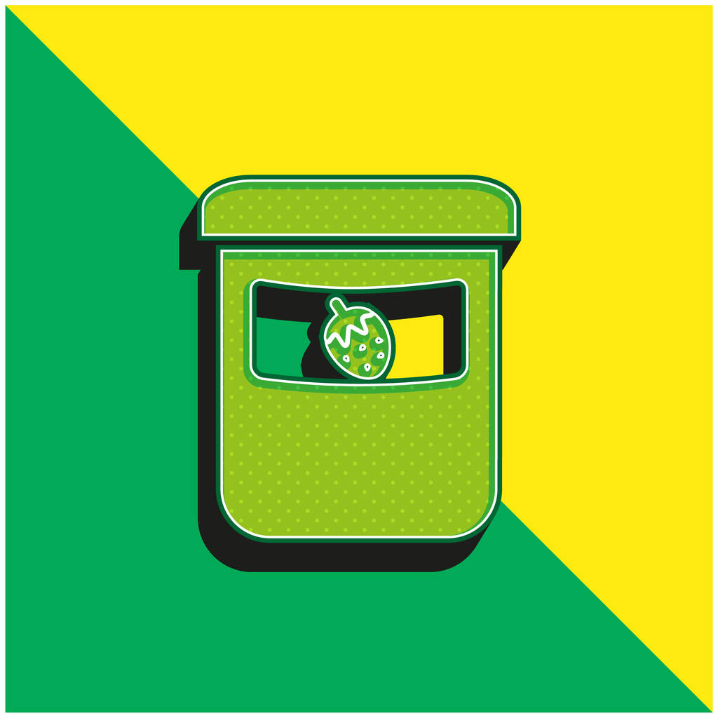 Baby Fruit Food Pot Logo icona vettoriale 3D moderna verde e gialla - Vettoriali, immagini