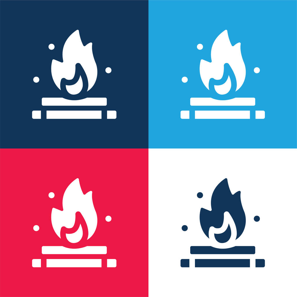 Bonfire синій і червоний чотирикольоровий мінімальний набір піктограм
 - Вектор, зображення
