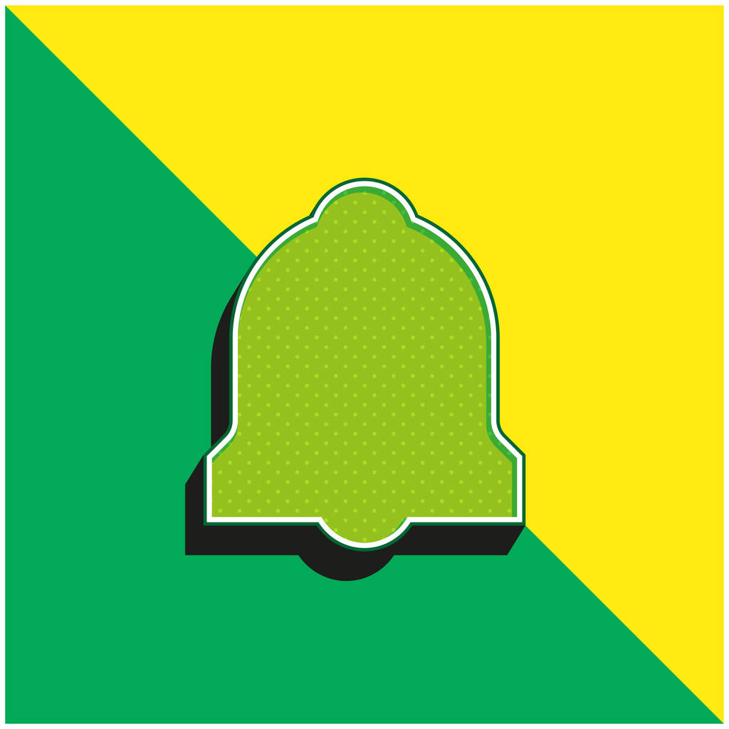 Hälytys Bell Vihreä ja keltainen moderni 3d vektori kuvake logo - Vektori, kuva