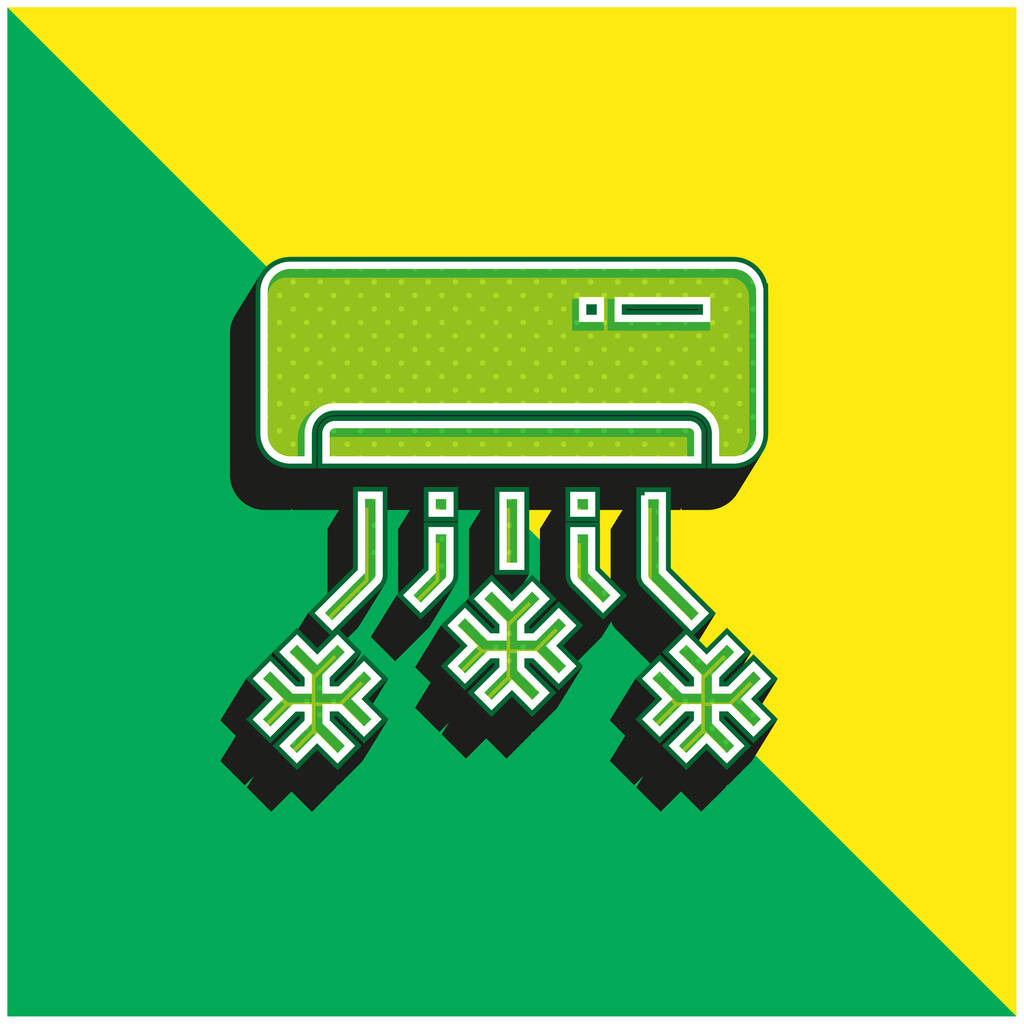 Klimaanlage Grünes und gelbes modernes 3D-Vektorsymbol-Logo - Vektor, Bild