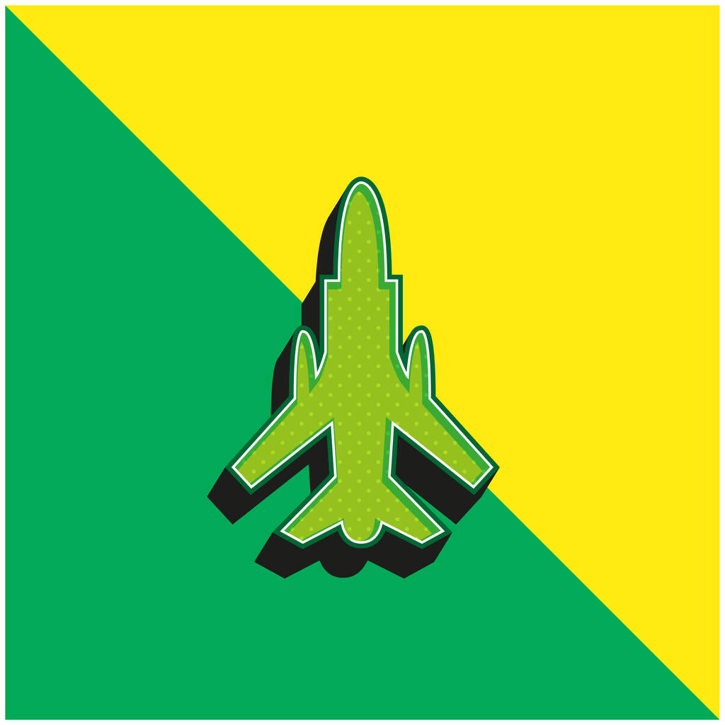 Ejército de Avión Vista inferior verde y amarillo moderno vector 3d icono logo - Vector, imagen