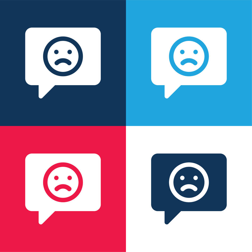 Bad Review blue and red four color minimal icon set - Vector, Image