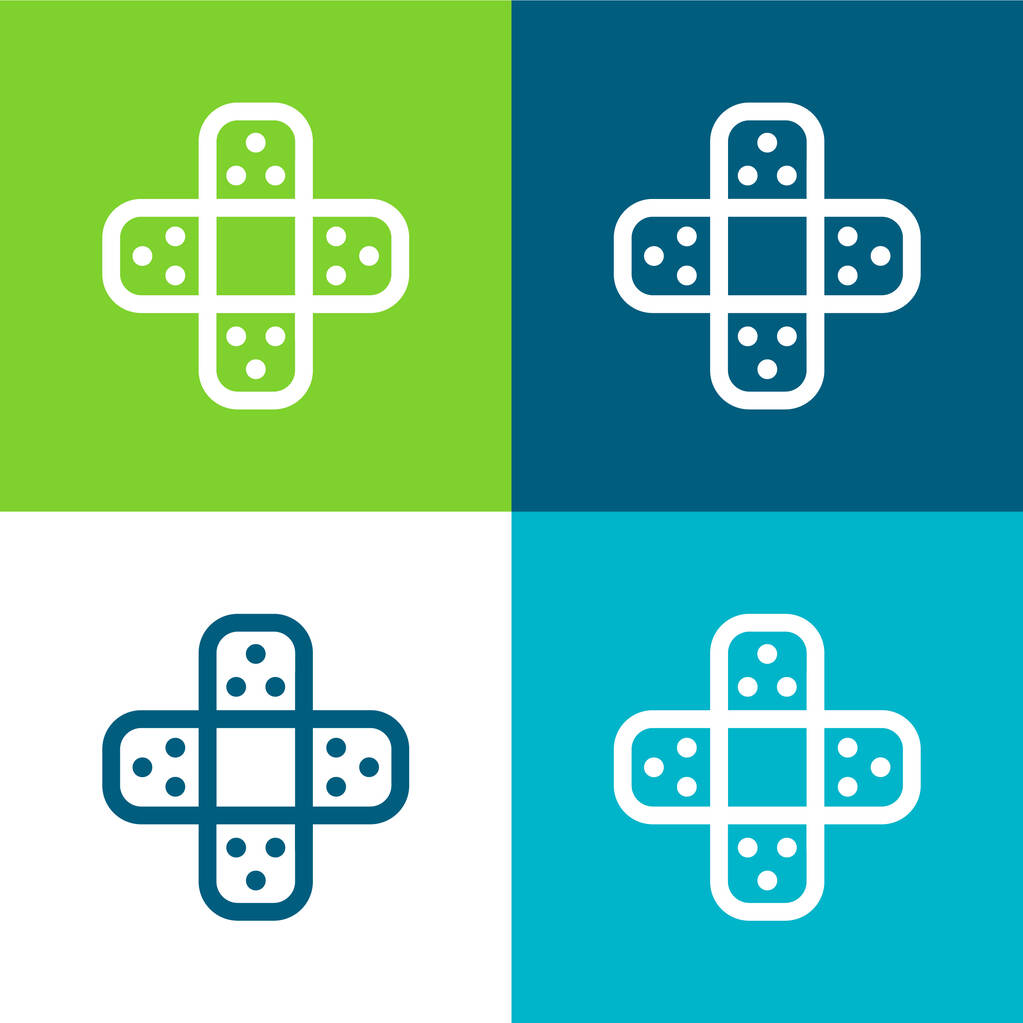 vendaje plano de cuatro colores mínimo icono conjunto - Vector, imagen