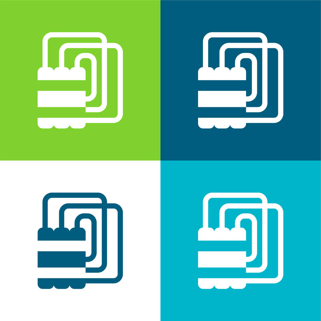 Bomba Lapos négy szín minimális ikon készlet - Vektor, kép
