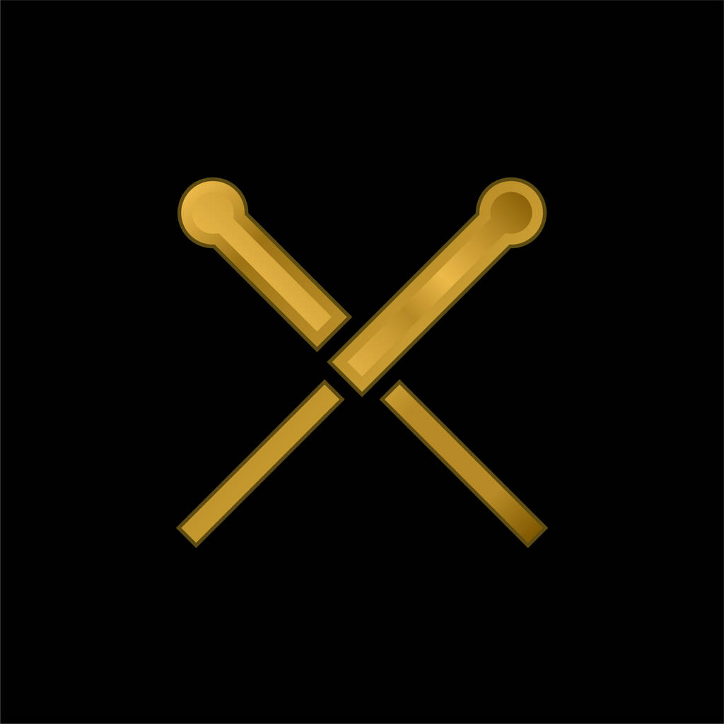 Acupuntura chapado en oro icono metálico o logo vector - Vector, Imagen