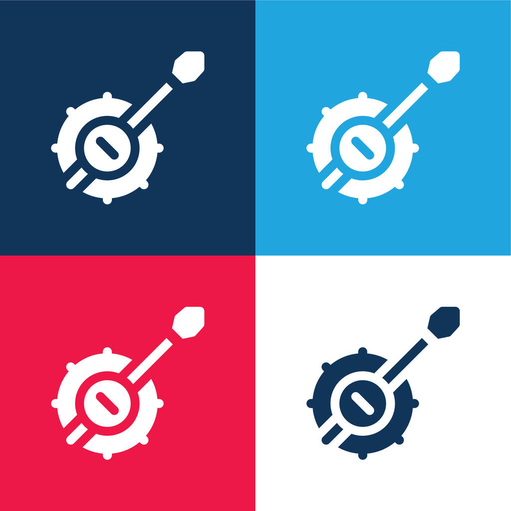 Banjo blau und rot vier Farben minimales Symbol-Set - Vektor, Bild