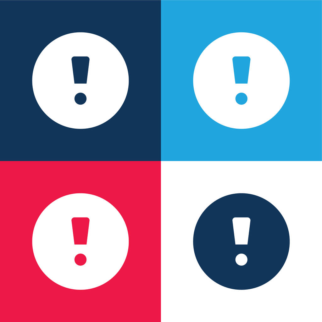Внимание Знак синий и красный четыре цвета минимальный набор значков - Вектор,изображение