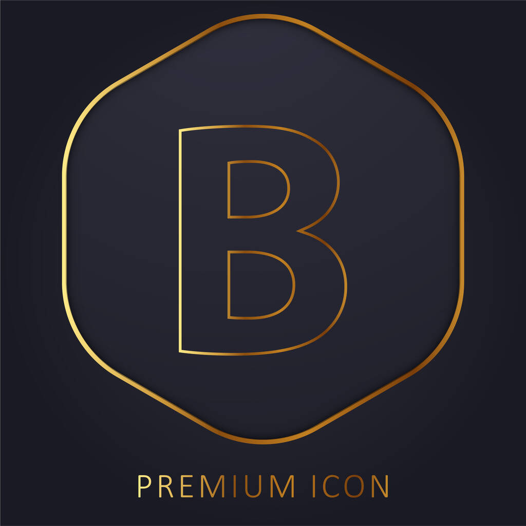 Bouton gras de la lettre B Symbole ligne dorée logo premium ou icône - Vecteur, image