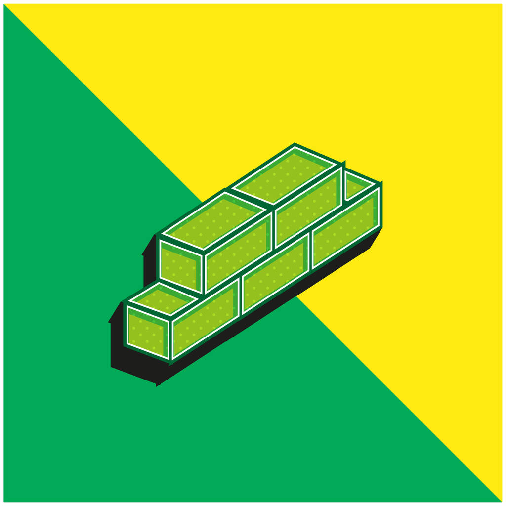 レンガ緑と黄色の現代的な3Dベクトルアイコンのロゴ - ベクター画像