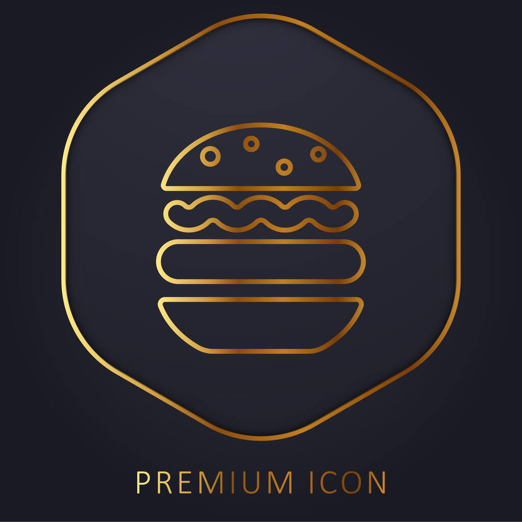 Gran Hamburguesa línea de oro logotipo premium o icono - Vector, Imagen
