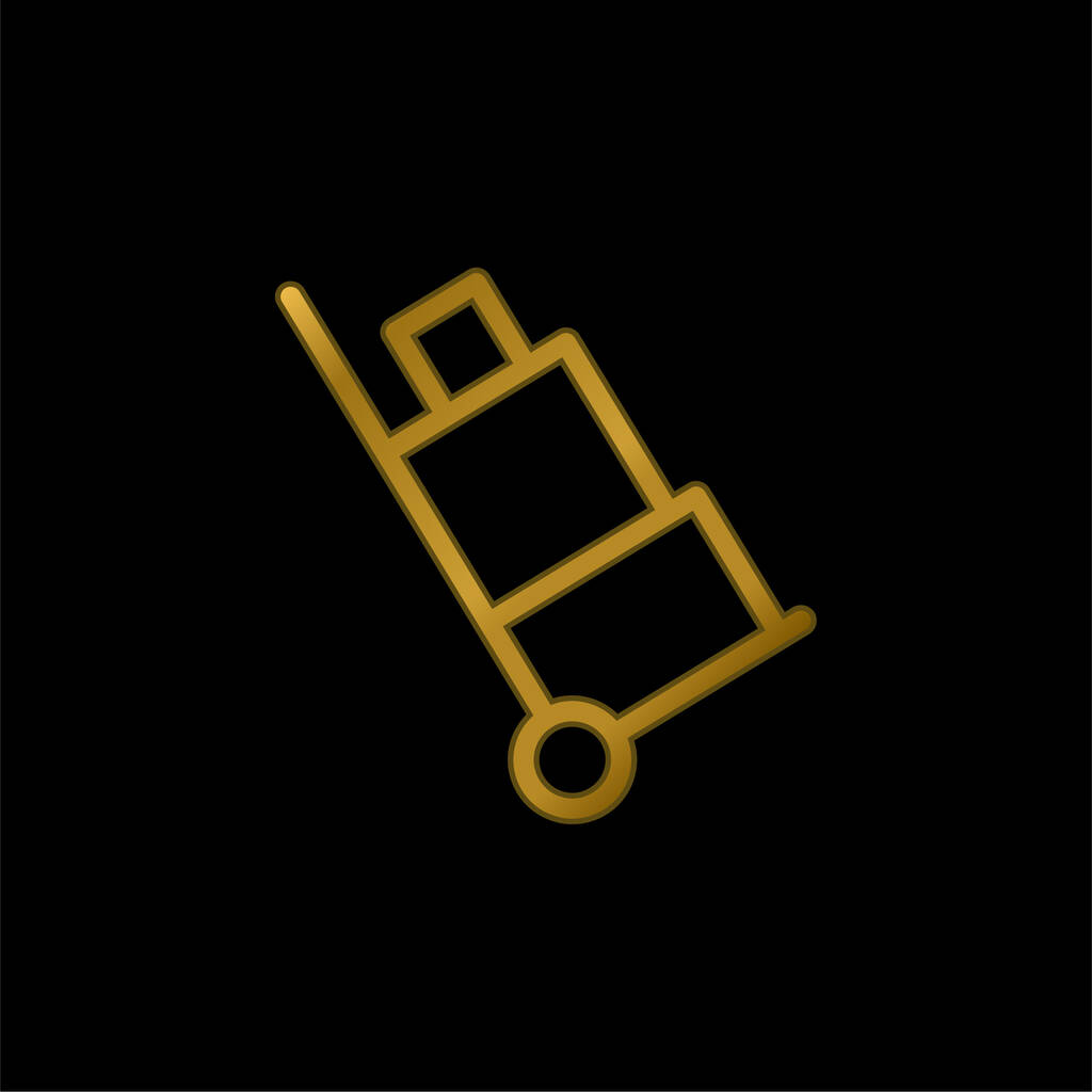 Equipaje chapado en oro icono metálico o logo vector - Vector, Imagen