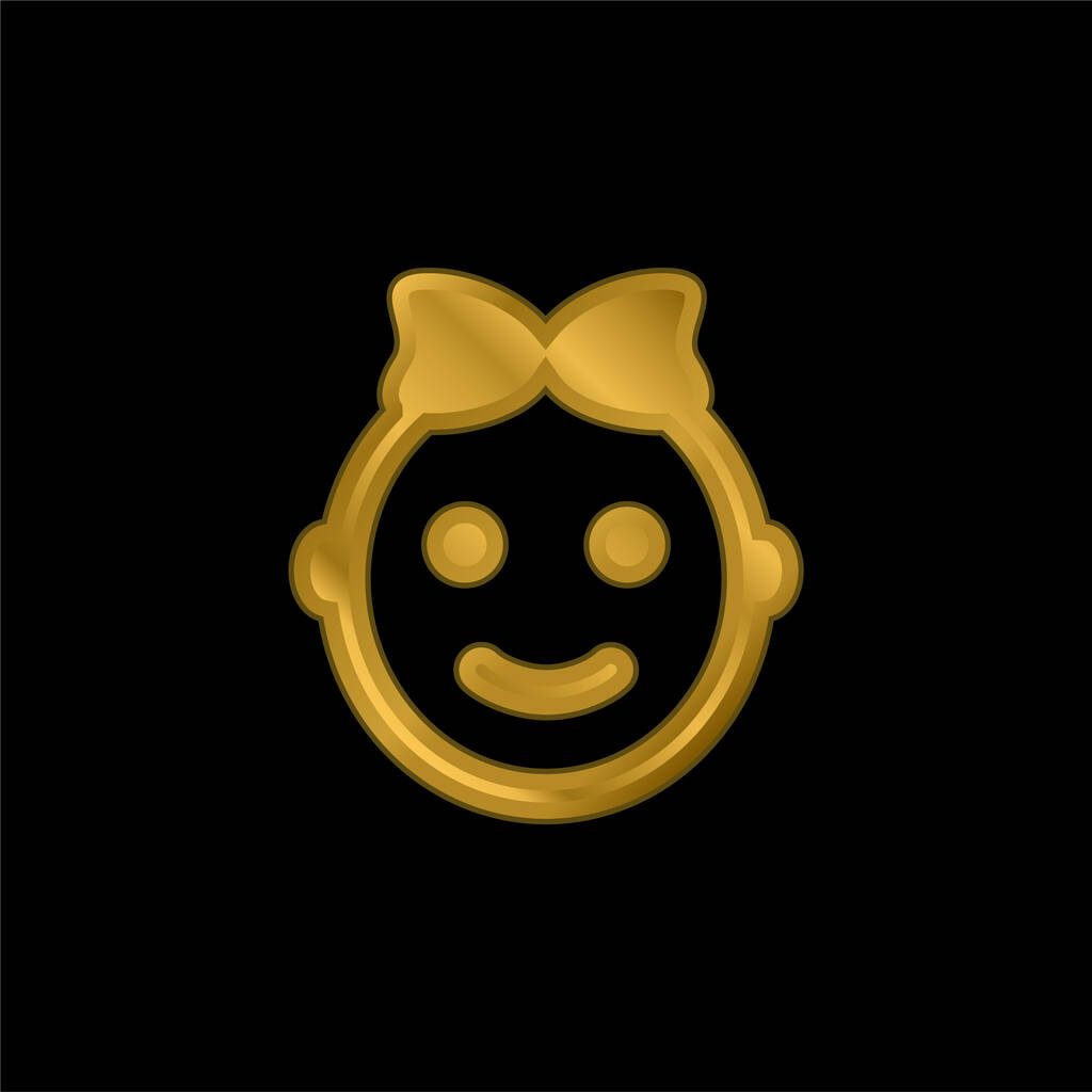 Baby Girl pozlacené kovové ikony nebo logo vektor - Vektor, obrázek