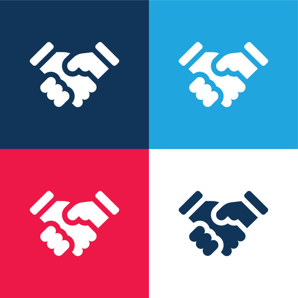 Acuerdo azul y rojo conjunto de iconos mínimo de cuatro colores - Vector, imagen