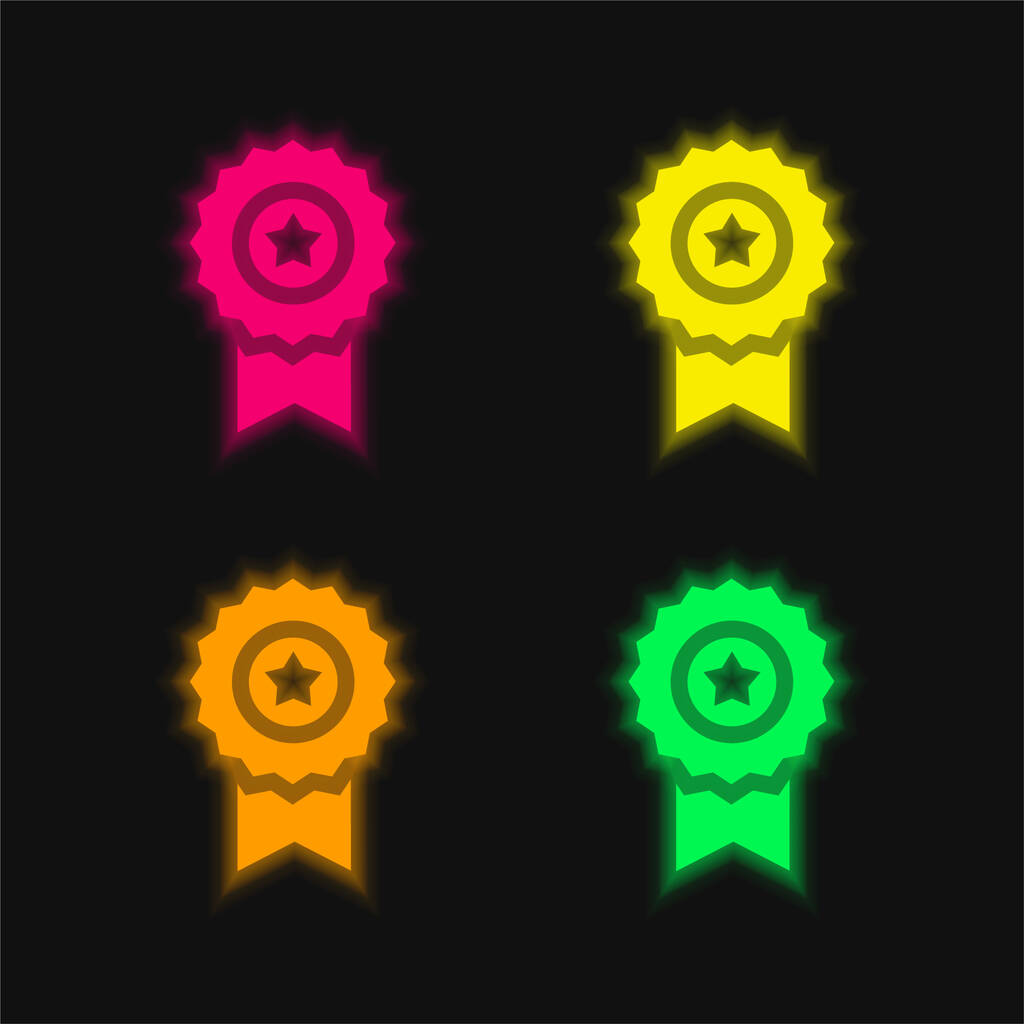 Award four color glowing neon vector icon - Vector, Image