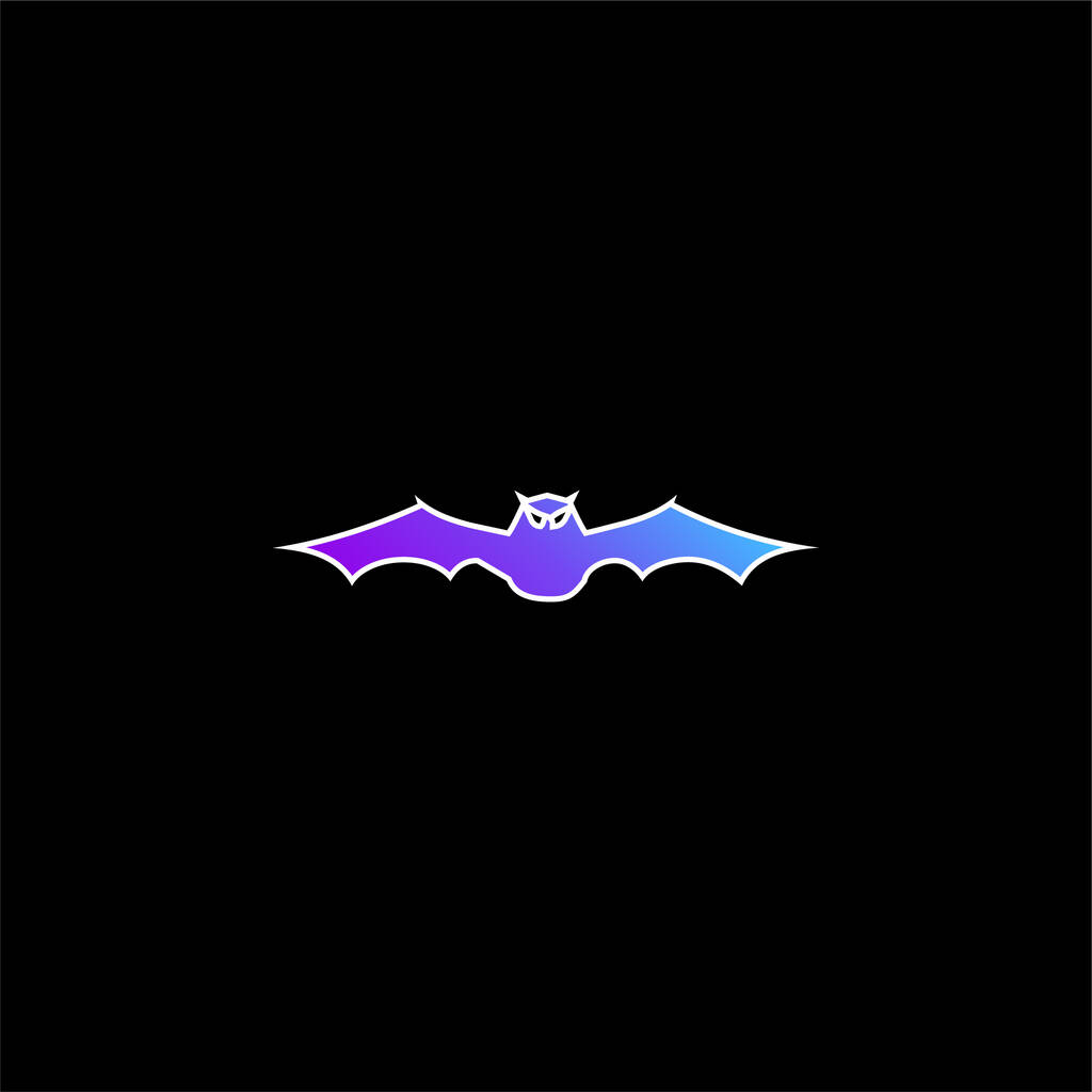 murciélago con alas extendidas en vista frontal azul gradiente icono de vector - Vector, imagen