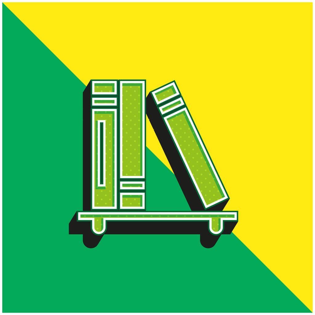 Könyvek Zöld és sárga modern 3D vektor ikon logó - Vektor, kép