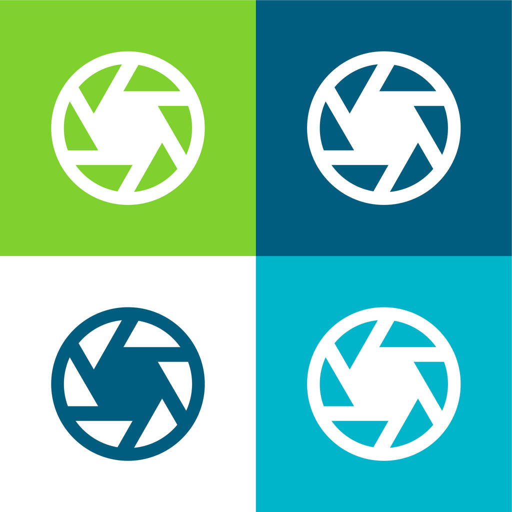 Aperture Ensemble d'icônes minimal plat quatre couleurs - Vecteur, image