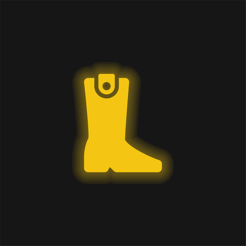 Boot keltainen hehkuva neon kuvake - Vektori, kuva