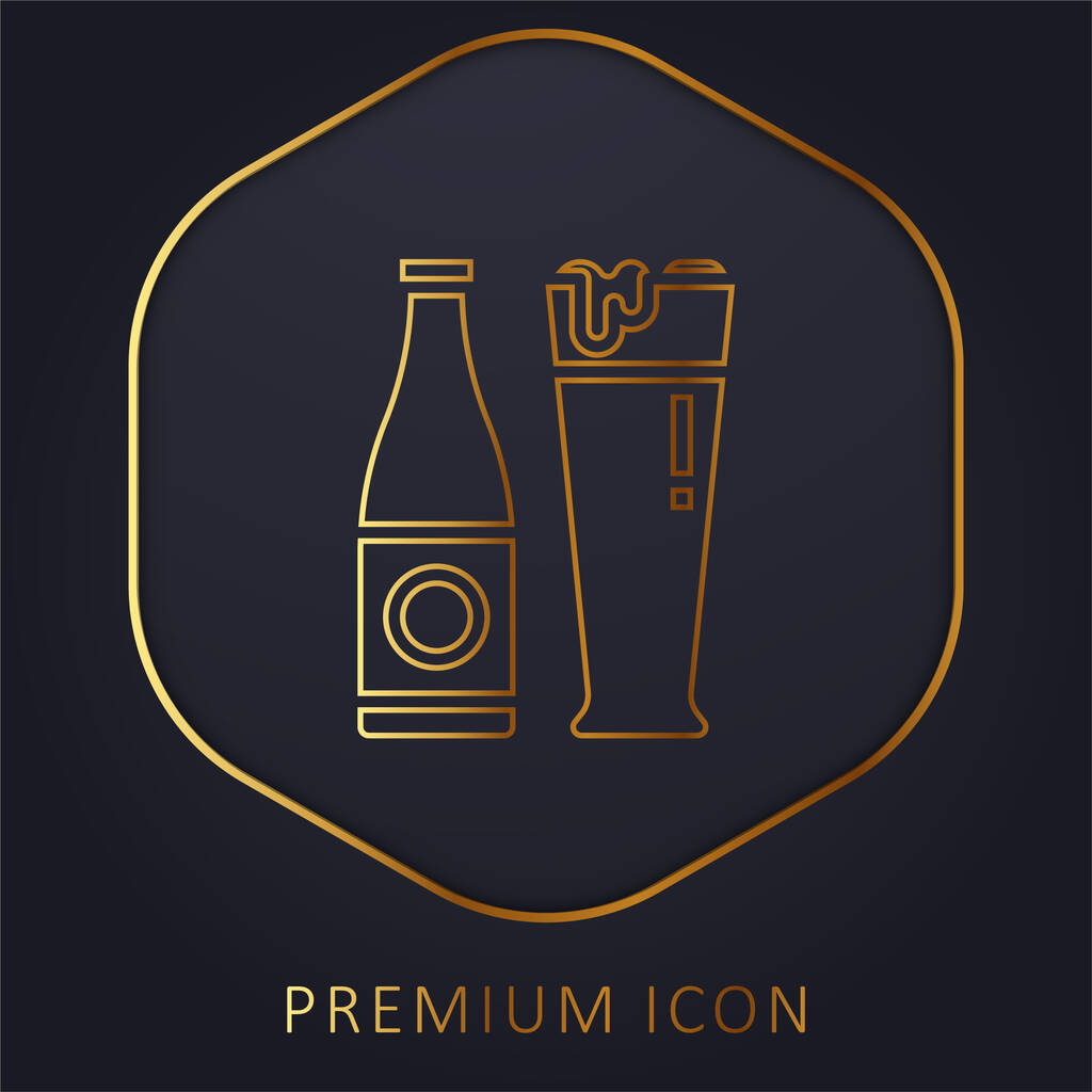 Μπύρα χρυσή γραμμή πριμοδότηση λογότυπο ή εικονίδιο - Διάνυσμα, εικόνα