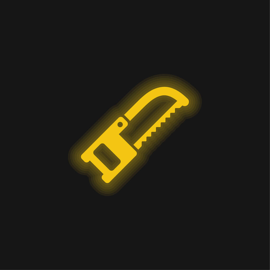 Bande de scie jaune brillant icône néon - Vecteur, image