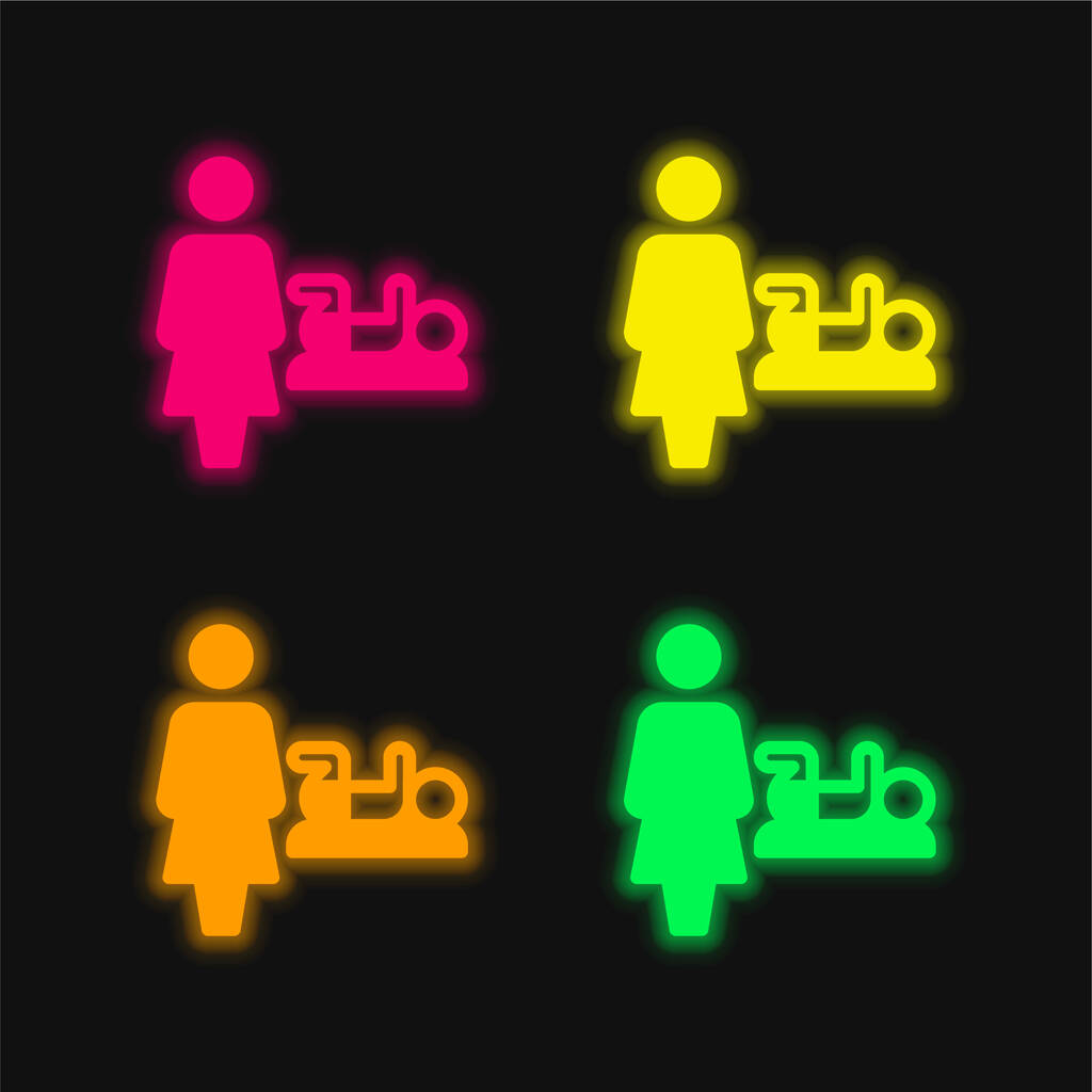 Baby Change four color gloving neon vector icon - Вектор,изображение