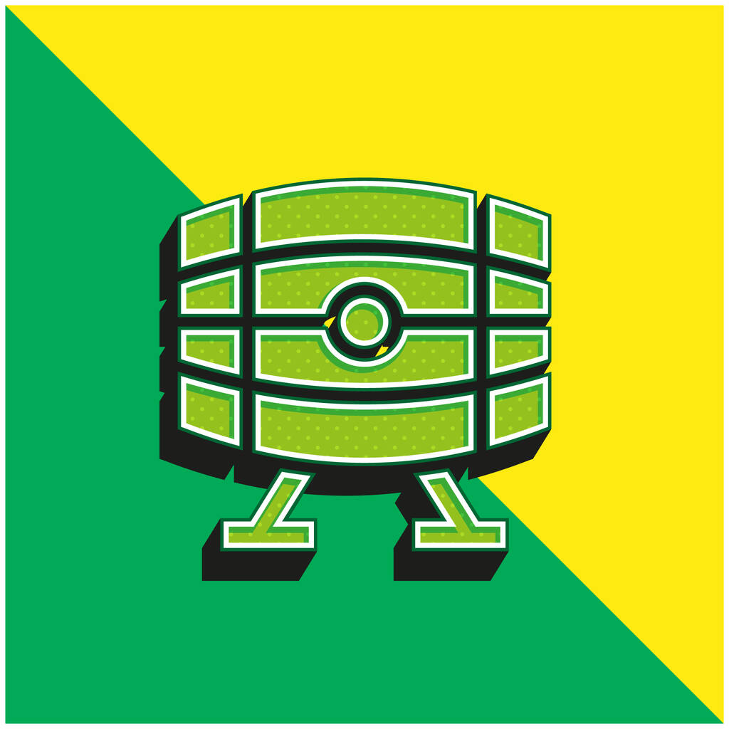 Cerveja Keg Verde e amarelo moderno logotipo vetor 3d ícone - Vetor, Imagem