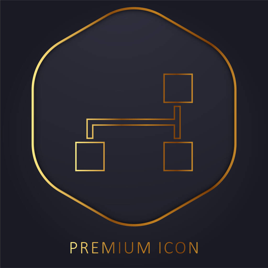 Esquema de bloques de tres cuadrados negros logotipo de la línea de oro premium o icono - Vector, imagen