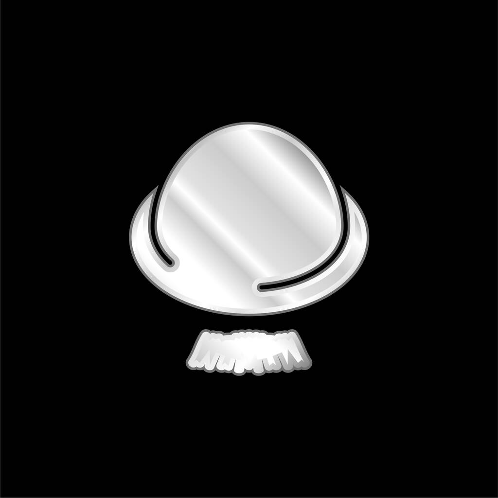 Bowler kalap és bajusz ezüst lemezelt fém ikon - Vektor, kép
