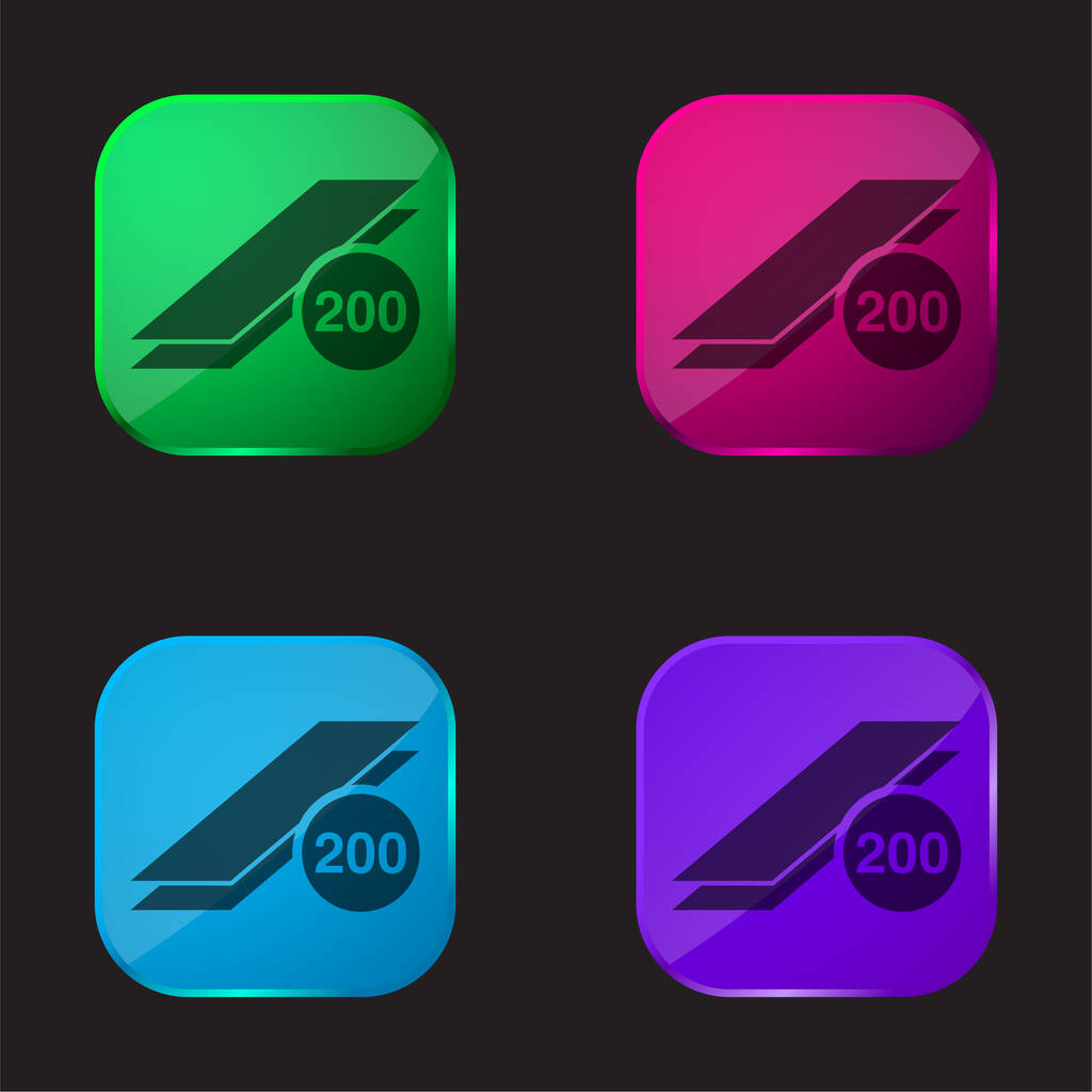 200 Stampa quattro colori icona pulsante di vetro - Vettoriali, immagini